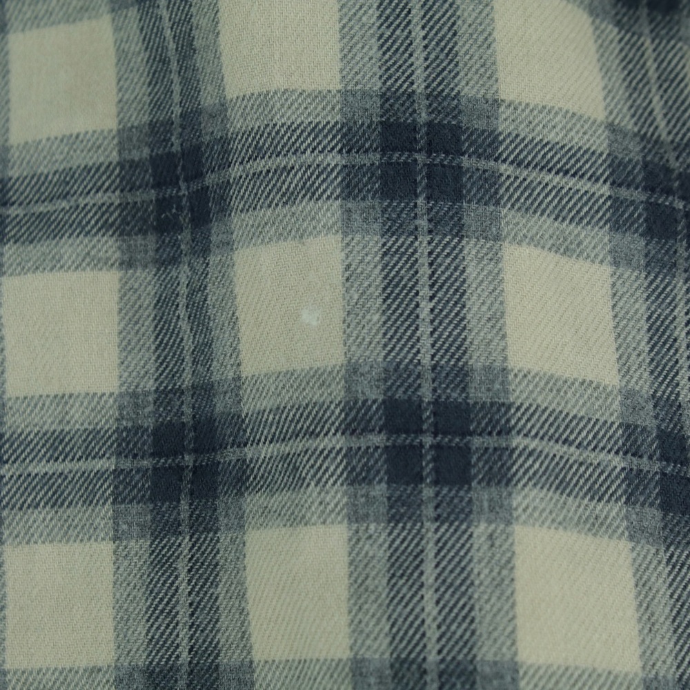 American Eagle Cream & Blue Flannel Long Sleeve Button Up‎ Shirt Mens Size XL - Picture 4 of 5